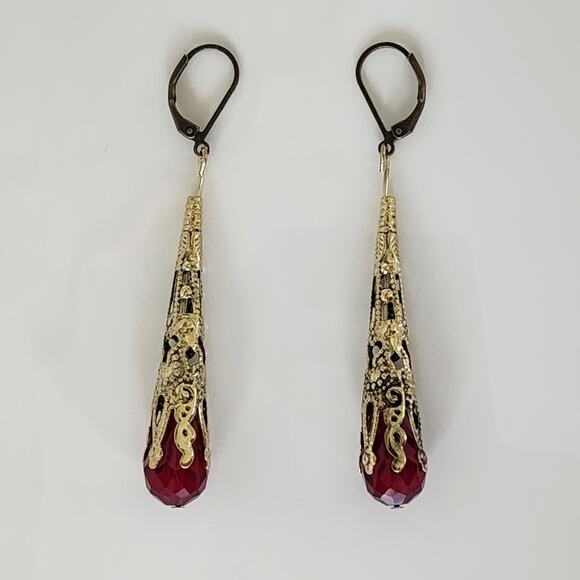 Blood Red Drop Vamp Crystal Earrings - Picture 6 of 6